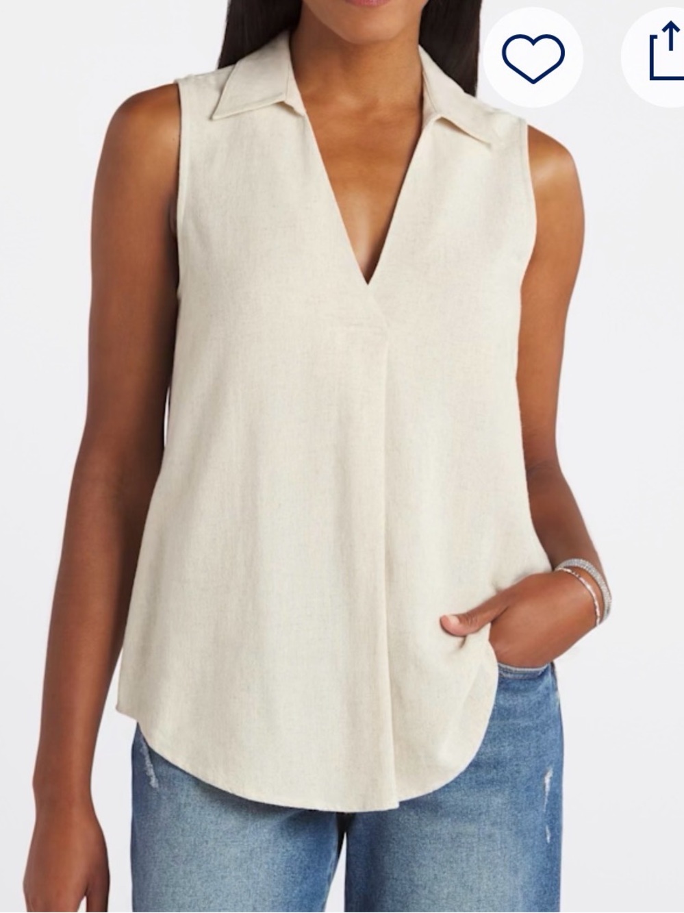 Monday Fun Lexi Sleeveless Collared Blouse Size M